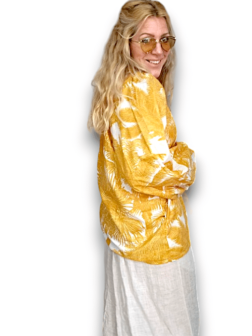 IDA IVY Pouf Sleeve Tunic-Palm Porcelain/Mus image 2