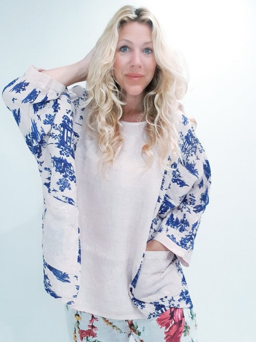Baby Pink Side print French Toille Top