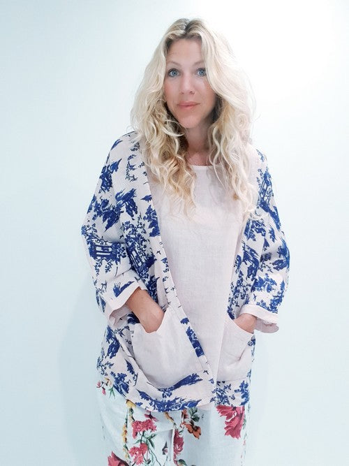 Baby Pink Side print French Toille Top