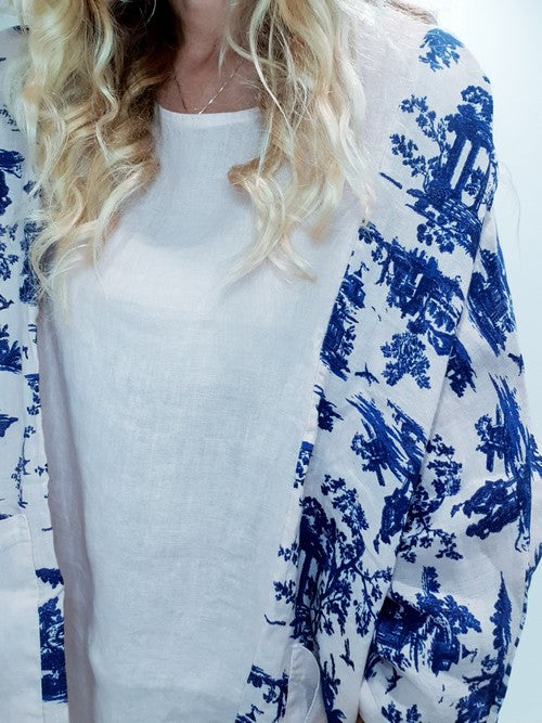 Baby Pink Side print French Toille Top
