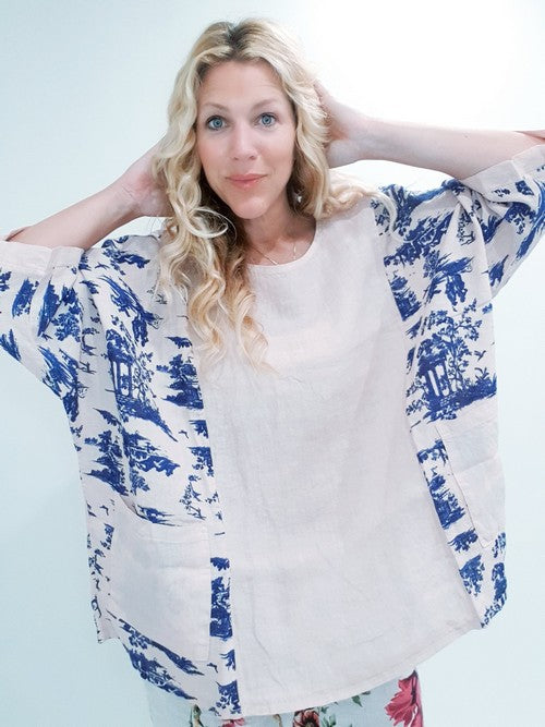 Baby Pink Side print French Toille Top