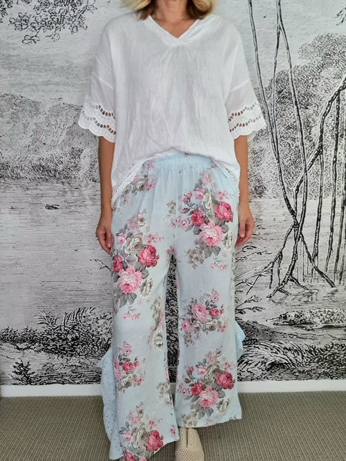 Baby Blue High Tea Lace Leg Pant