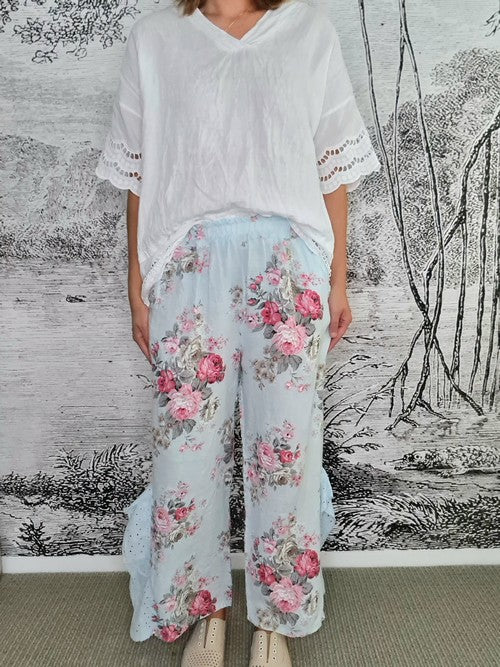 Baby Blue High Tea Lace Leg Pant
