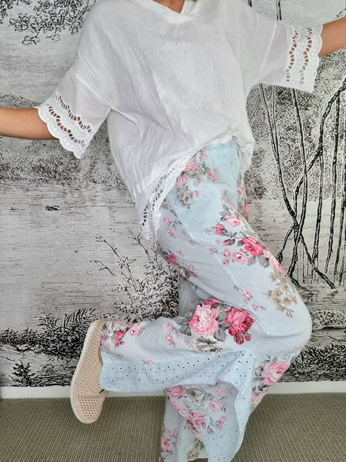 Baby Blue High Tea Lace Leg Pant