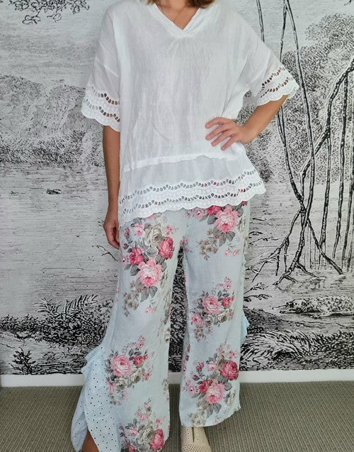 Baby Blue High Tea Lace Leg Pant