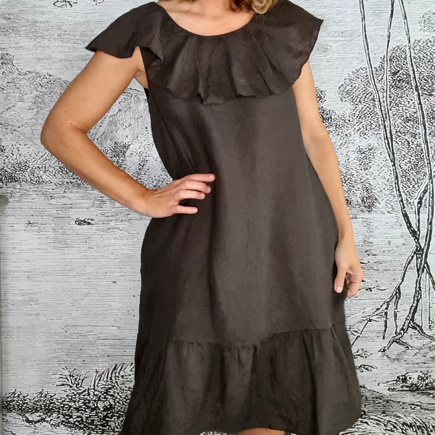 Cocoa Bean Plain Stella Frill Dress