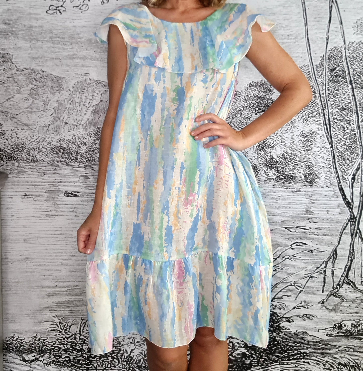 Sky Blue Rainbow Stella Frill Dress