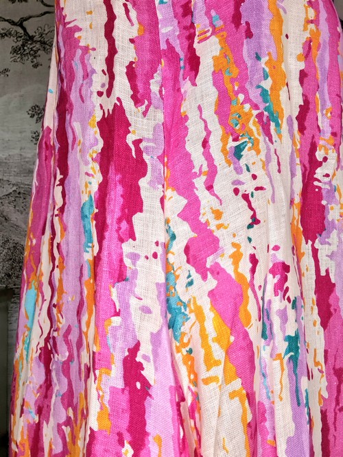 Hot Pink Rainbow Full Linen Tiffany Dress