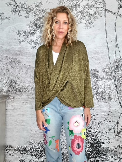 Dark Gold Twinkle Overlay Top