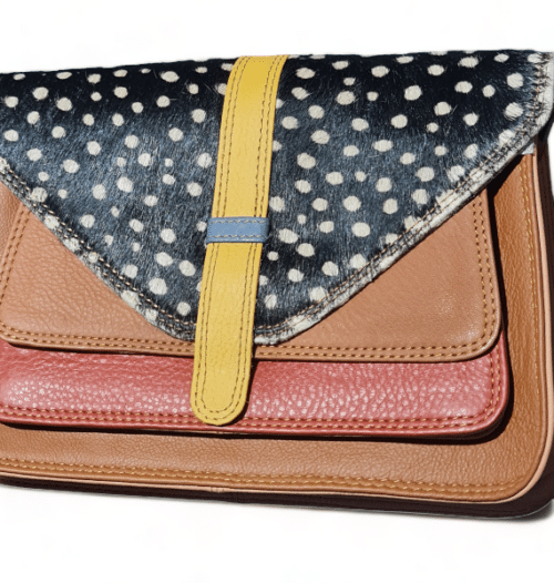 Hey Herbee Figaro Leather Bag-AE1919 Mustard Tangerine-Blk/Wht Dot