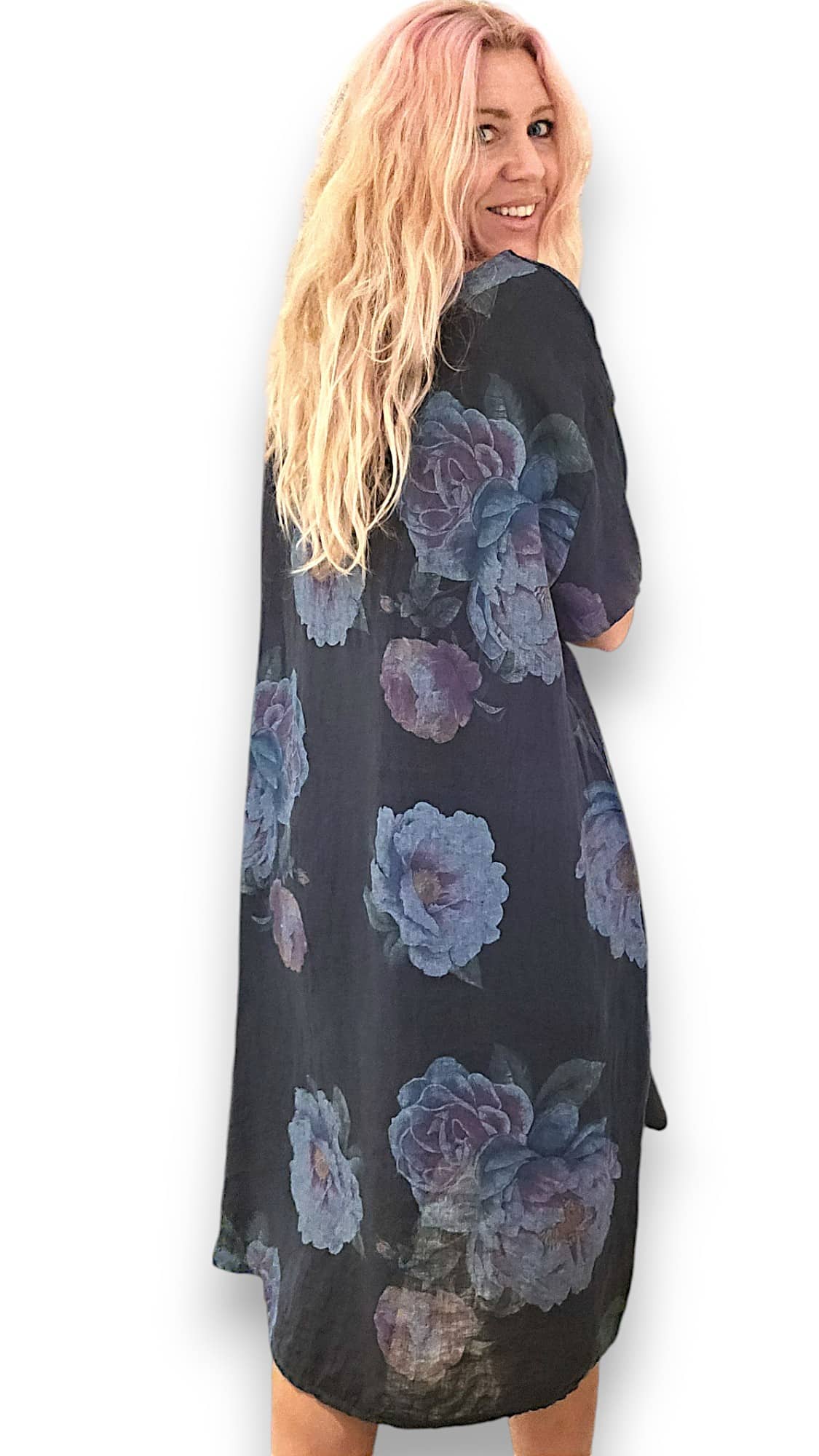 Navy Ombre Peony Easy Peasy T-Shape Dress