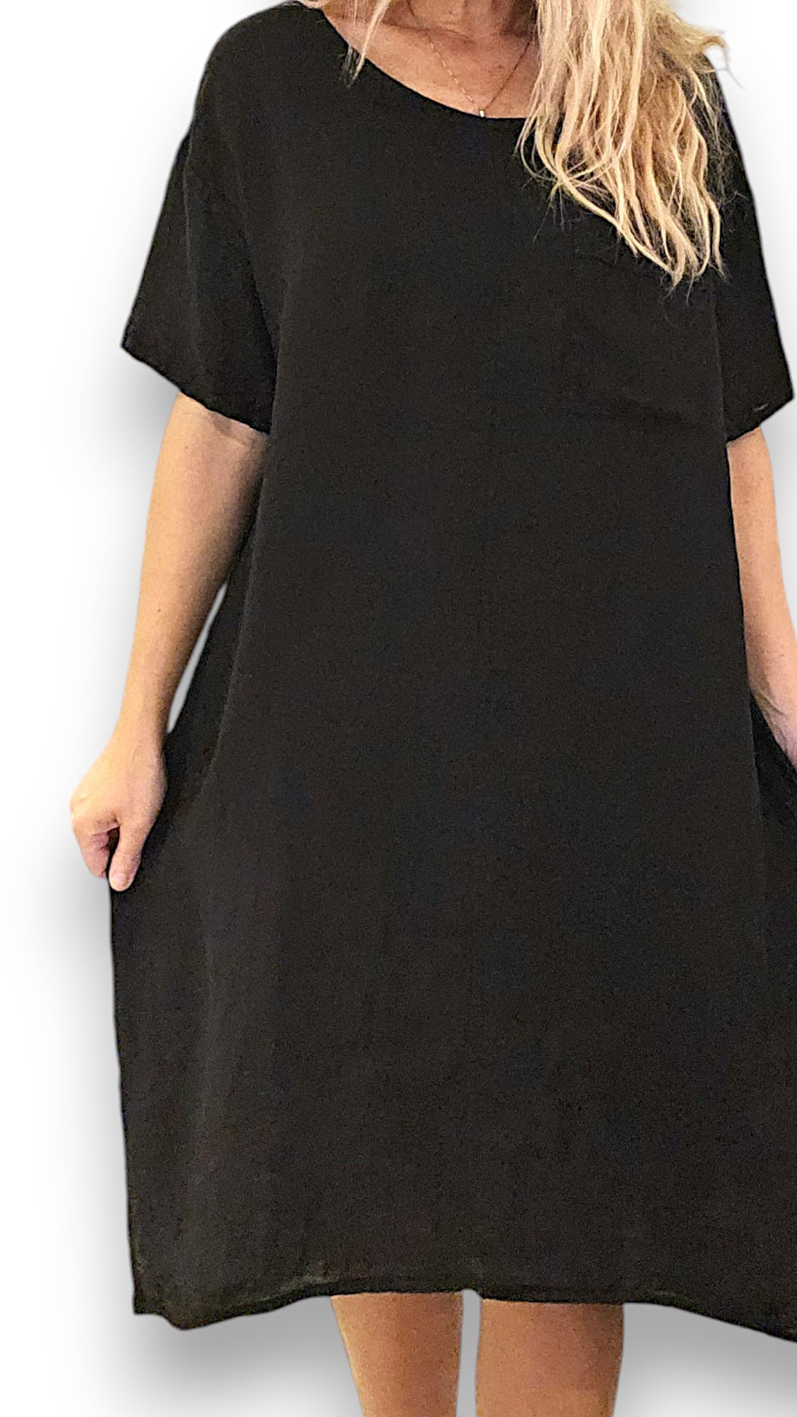 Black Plain Easy Peasy T-Shape Dress
