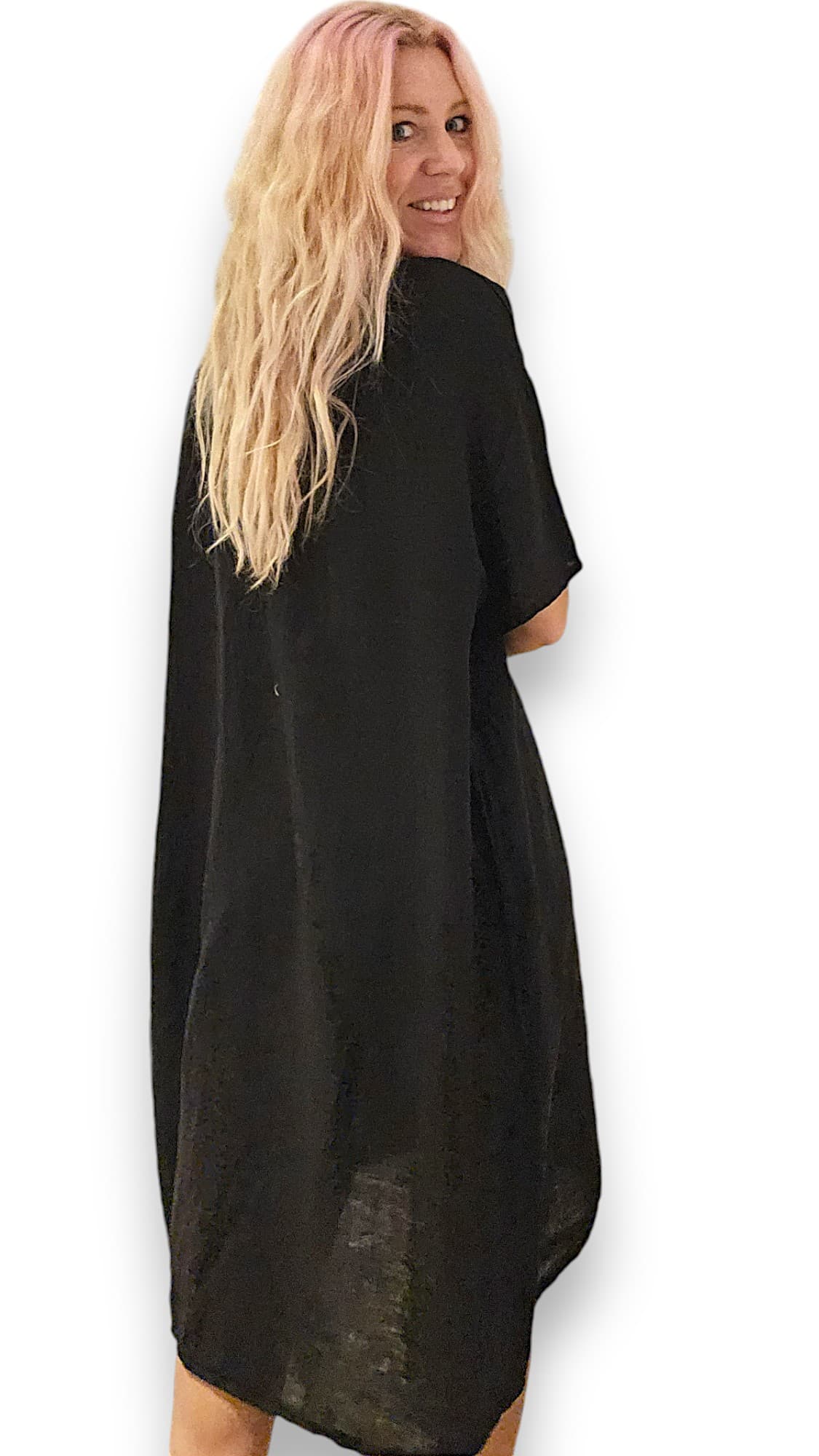 Black Plain Easy Peasy T-Shape Dress