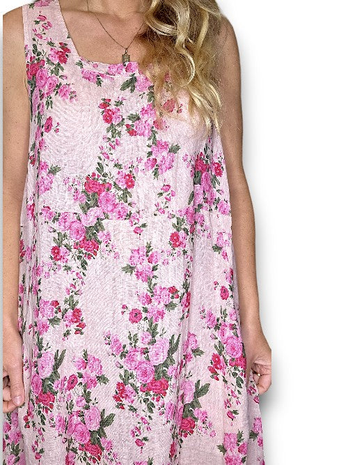 Baby Pink Far Away Rose Tank Dress