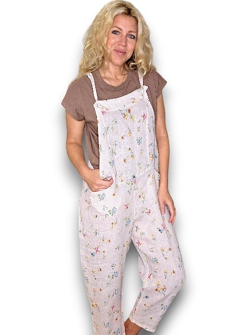 Blush Pink Windy Bloom Tie it your way-Linen Jumpsuit