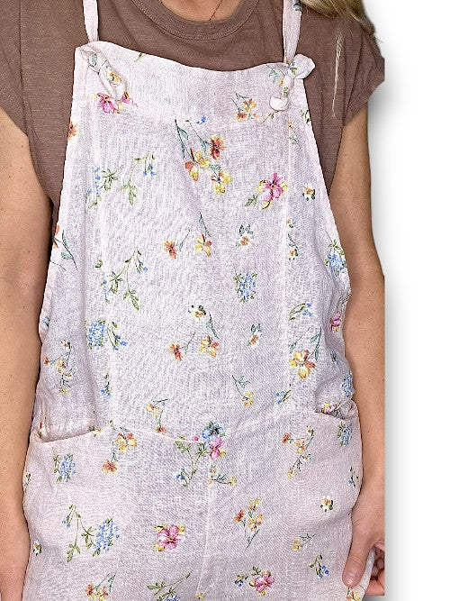 Blush Pink Windy Bloom Tie it your way-Linen Jumpsuit