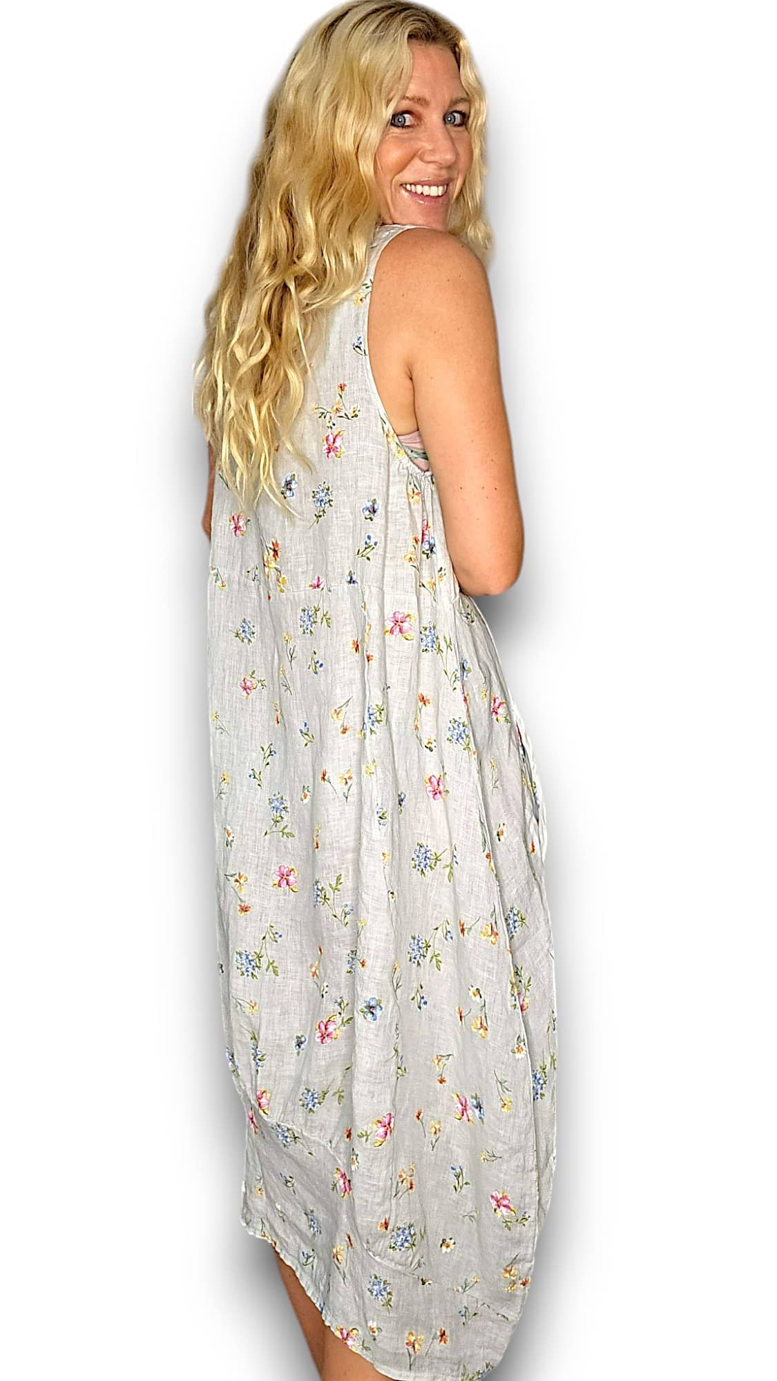 Silver Windy Bloom Tank Dress