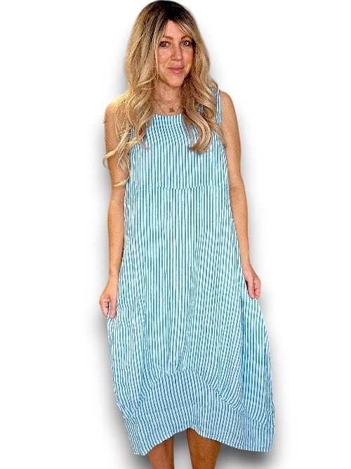 Light Blue Stripe Maxi Tank Dress
