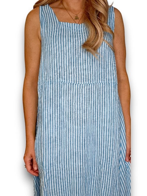Light Blue Stripe Maxi Tank Dress
