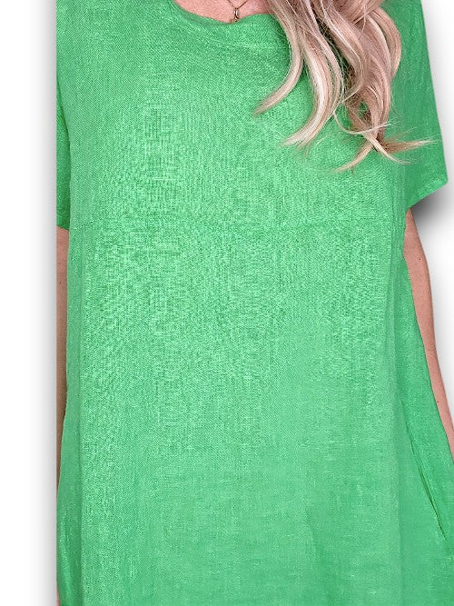 Bright Green Plain Mid Sleeve Maxi Dress