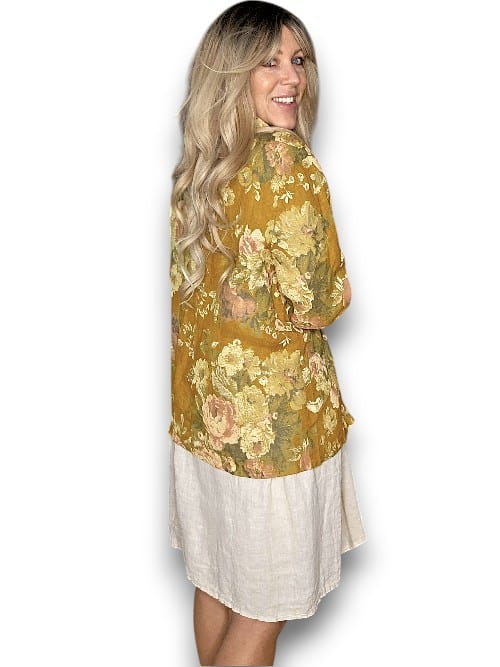 Mustard Scarlett Rose Suit Linen Jkt