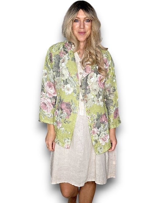 Antique Lime Scarlett Rose Suit Linen Jkt
