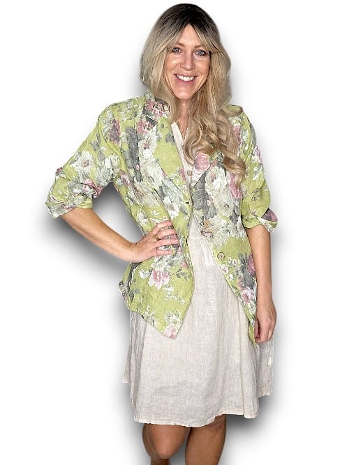 Antique Lime Scarlett Rose Suit Linen Jkt