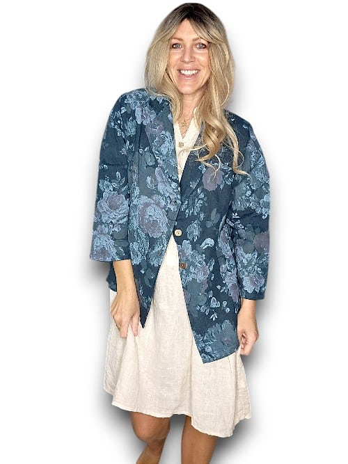 Dark Jade Scarlett Rose Suit Linen Jkt