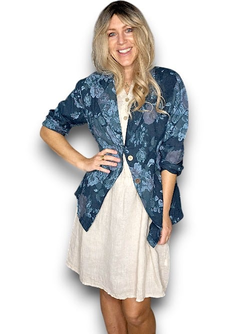 Dark Jade Scarlett Rose Suit Linen Jkt