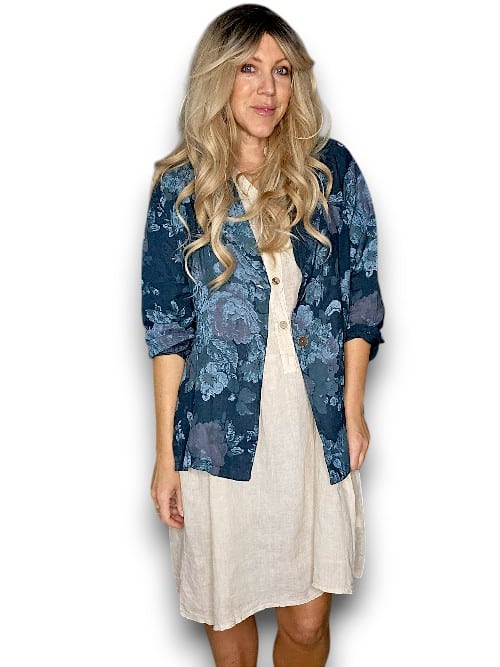 Dark Jade Scarlett Rose Suit Linen Jkt