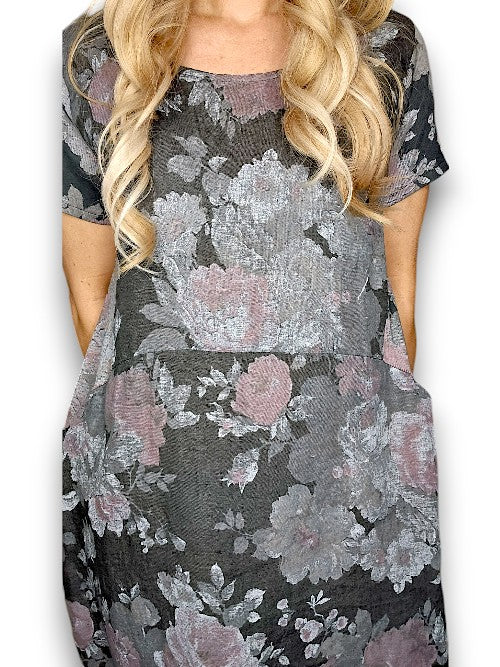 Charcoal Scarlett Rose Jungle Dress
