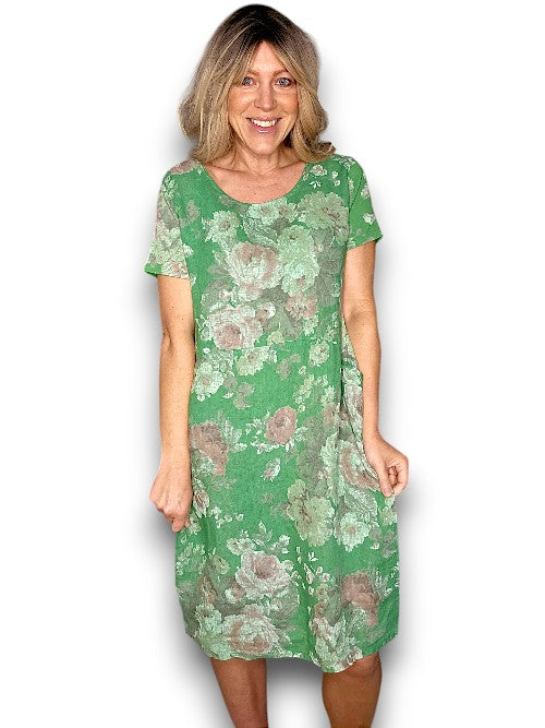 Green Scarlett Rose Jungle Dress