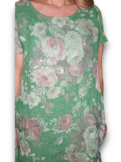Green Scarlett Rose Jungle Dress