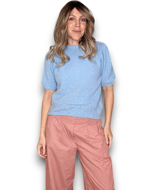 Baby Blue Babydoll Pouf Sweater