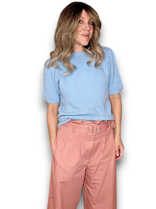 Baby Blue Babydoll Pouf Sweater