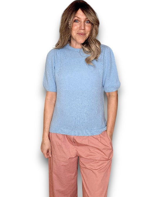 Baby Blue Babydoll Pouf Sweater