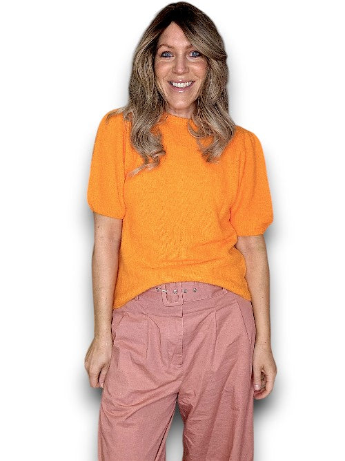 Orange Babydoll Pouf Sweater