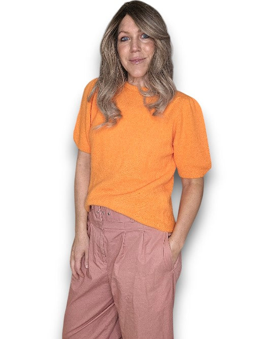 Orange Babydoll Pouf Sweater