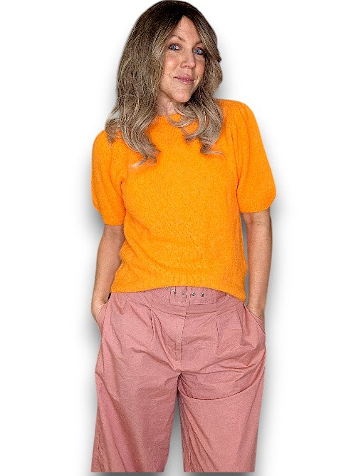 Orange Babydoll Pouf Sweater