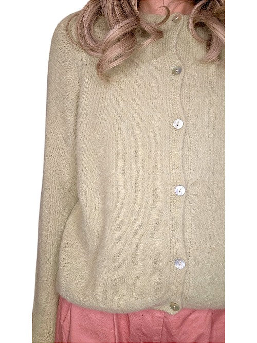 Baby Alpaca/Blend Knit-Antique Lime Wave Cardigan