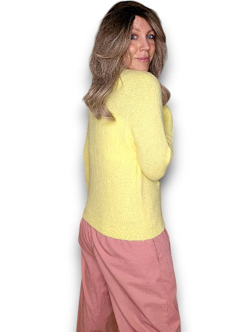 Baby Alpaca/Blend Knit-Lemon V-Neck Long Sleeve