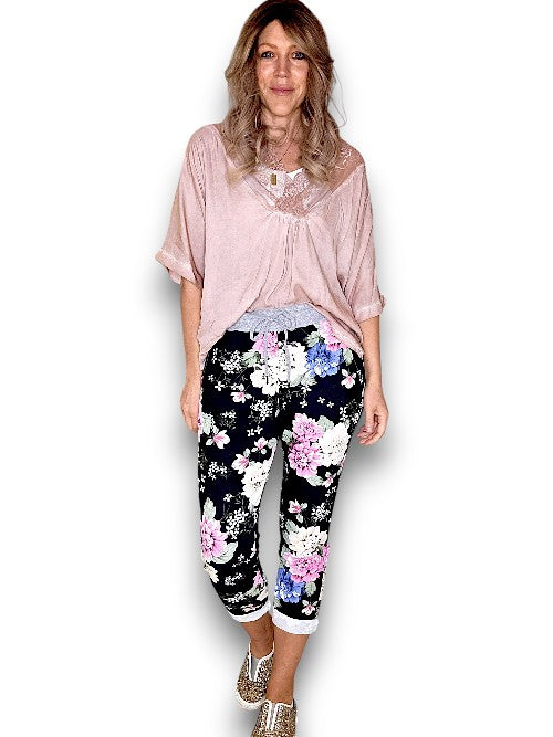 Blk Multi Colour Bouquet Joggers
