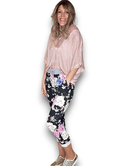 Blk Multi Colour Bouquet Joggers