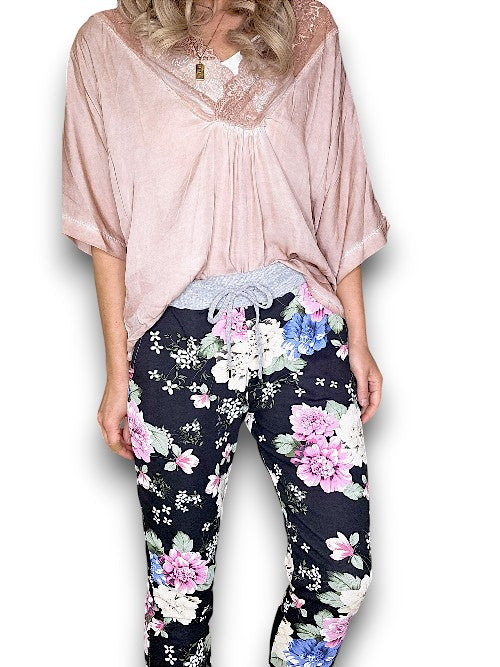 Blk Multi Colour Bouquet Joggers
