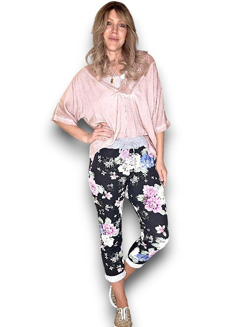 Blk Multi Colour Bouquet Joggers