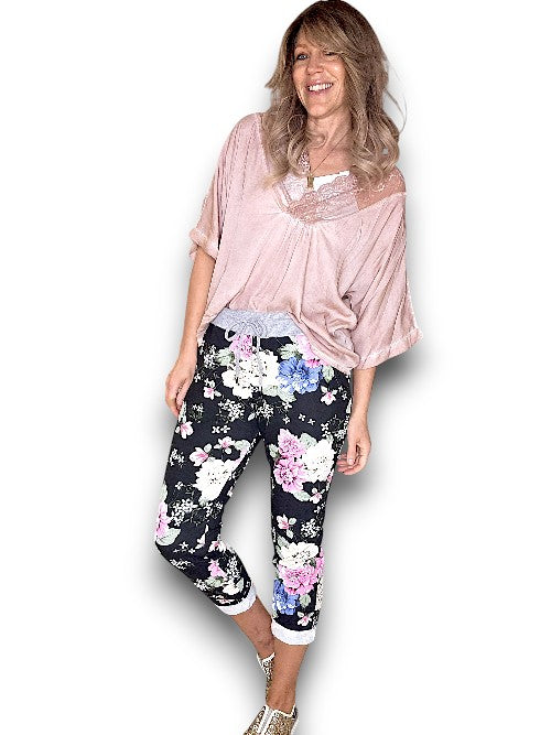 Blk Multi Colour Bouquet Joggers