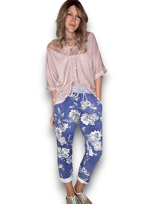 Denim Grey Shades Rose Joggers