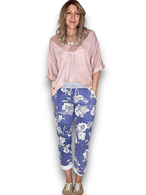 Denim Grey Shades Rose Joggers