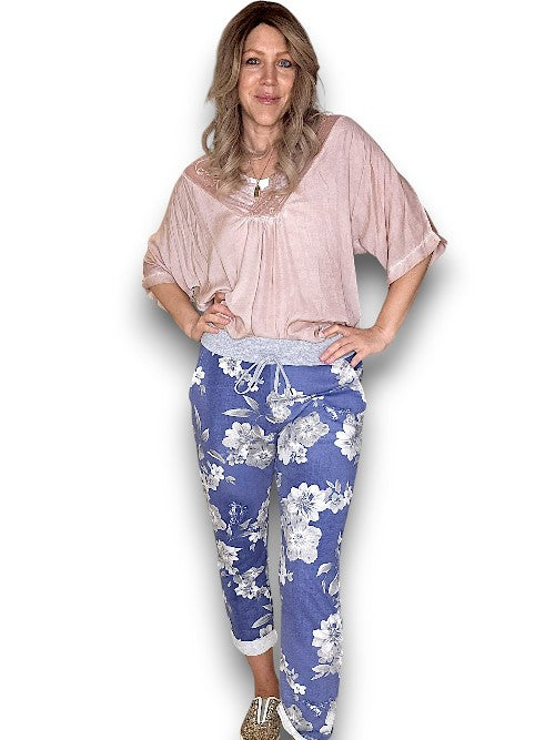 Denim Grey Shades Rose Joggers