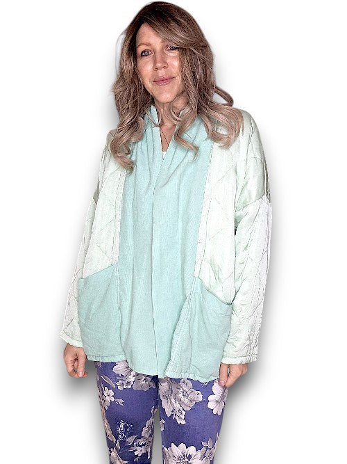 Pale Mint Quilted Wrap Jkt